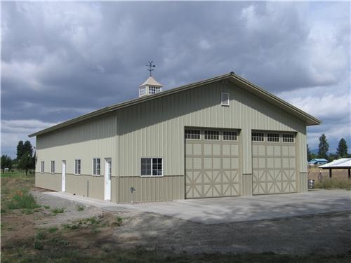 Large Classic Carriage Style 2 Car Garage #3279 – Dalton Gardens, ID | Steel Structures America